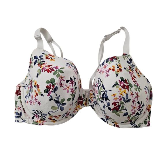 Cacique Bra 42DDD Floral White Full Coverage Lightly Lined T-Shirt Underwire - Picture 1 of 7